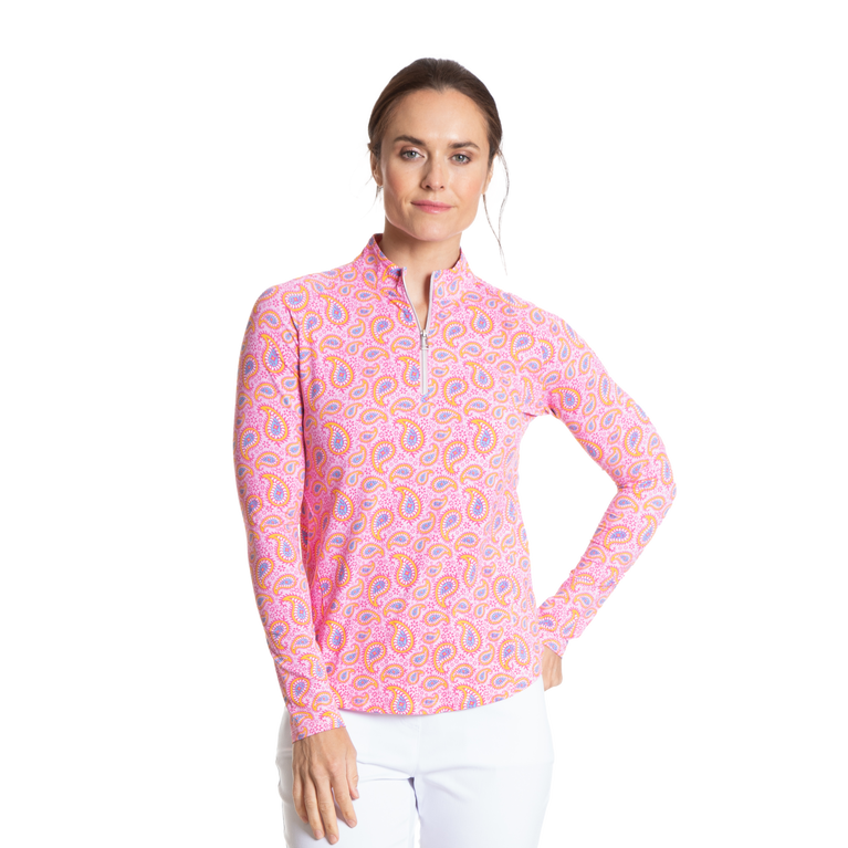 Paisley Print Sun Protection Quarter Zip Pull Over